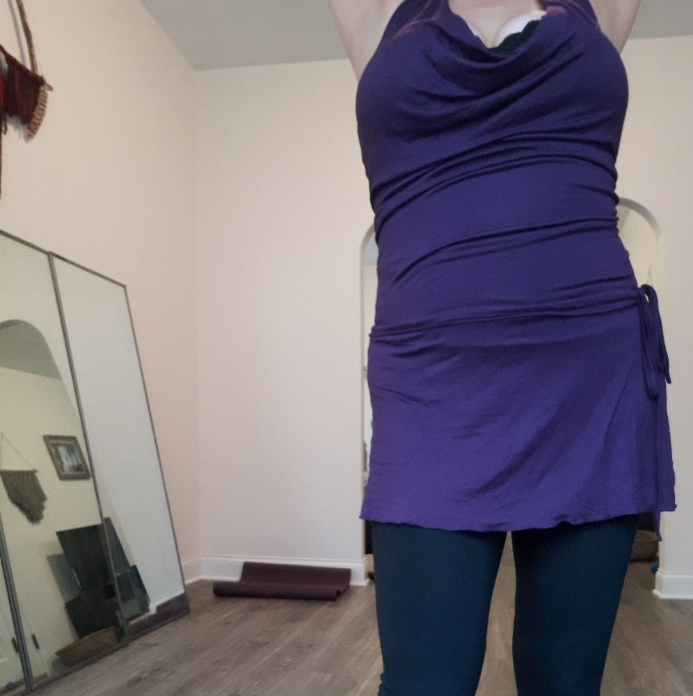 Purple low cut tunic dress